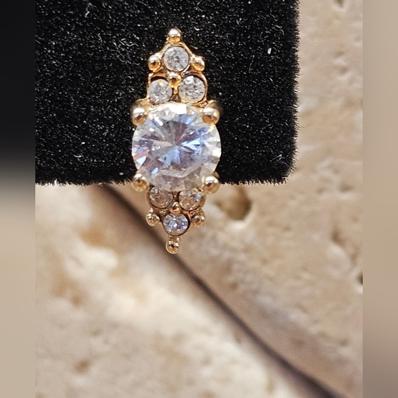 Goldtone CZ Post Earrings - Picture 8 of 8